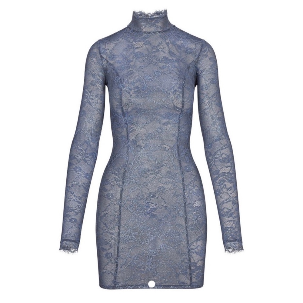 Skims stretch lace blue shimmer lace dress S nwt